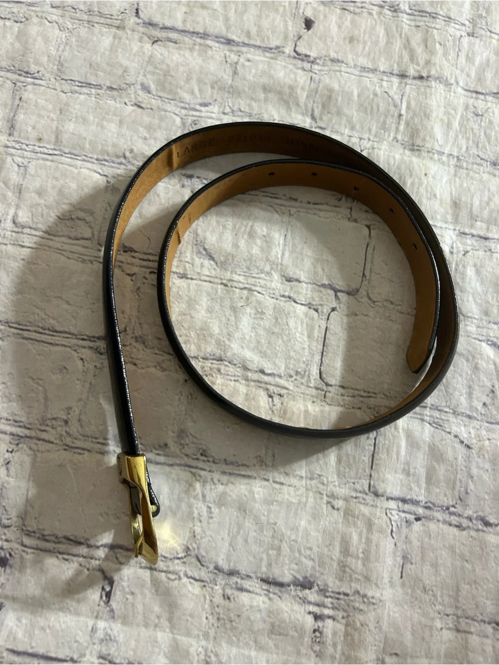 JONES NEW YORK HAND GLAZED P.U.COATED SPLIT COWHIDE TAIWAN MADE BLACK BELT L